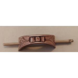 Leather Hair Pin With Bamboo Slide Stick 1" x 4" Hand Tooled Carved Custom